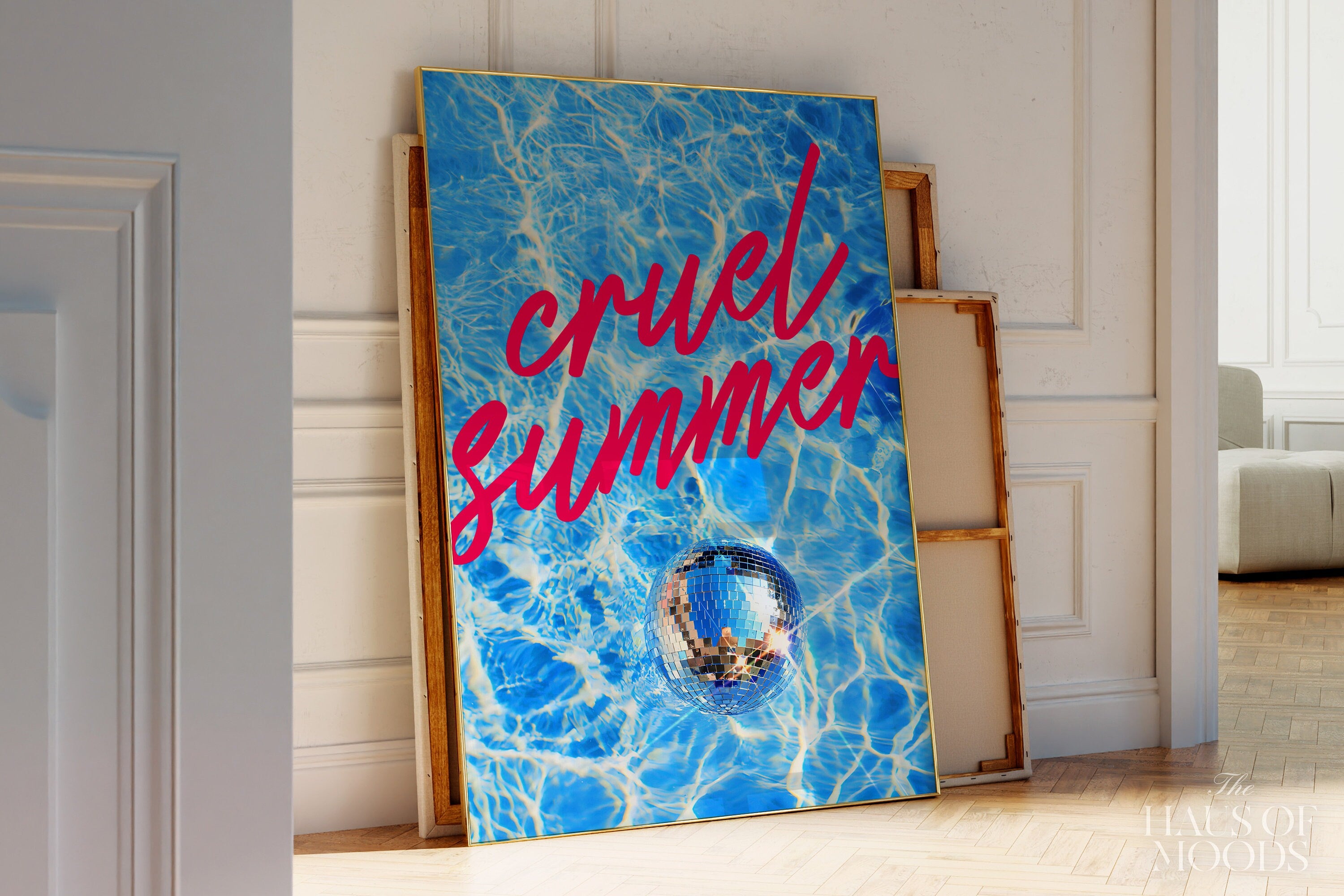 Cruel Summer Poster, Disco Pool Print, Subtle Swiftie Aesthetic Home Decor, Taylor Print, Taylor inspired, eras tour, y2k print, preppy art, bar cart decor, wall art prints, wall art trendy, trendy decor retro, pink girly preppy, digital prints, y2k