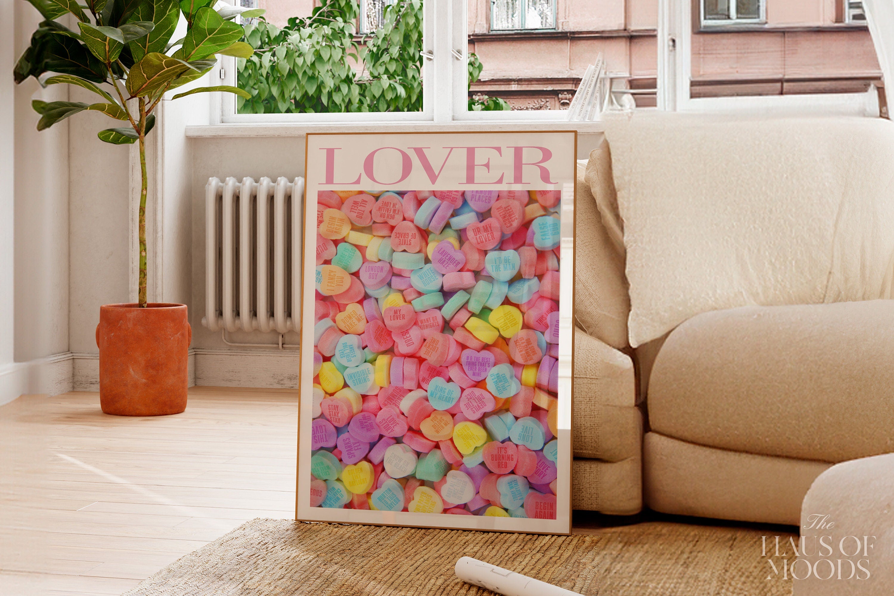 Lover Candy Hearts Print Pink