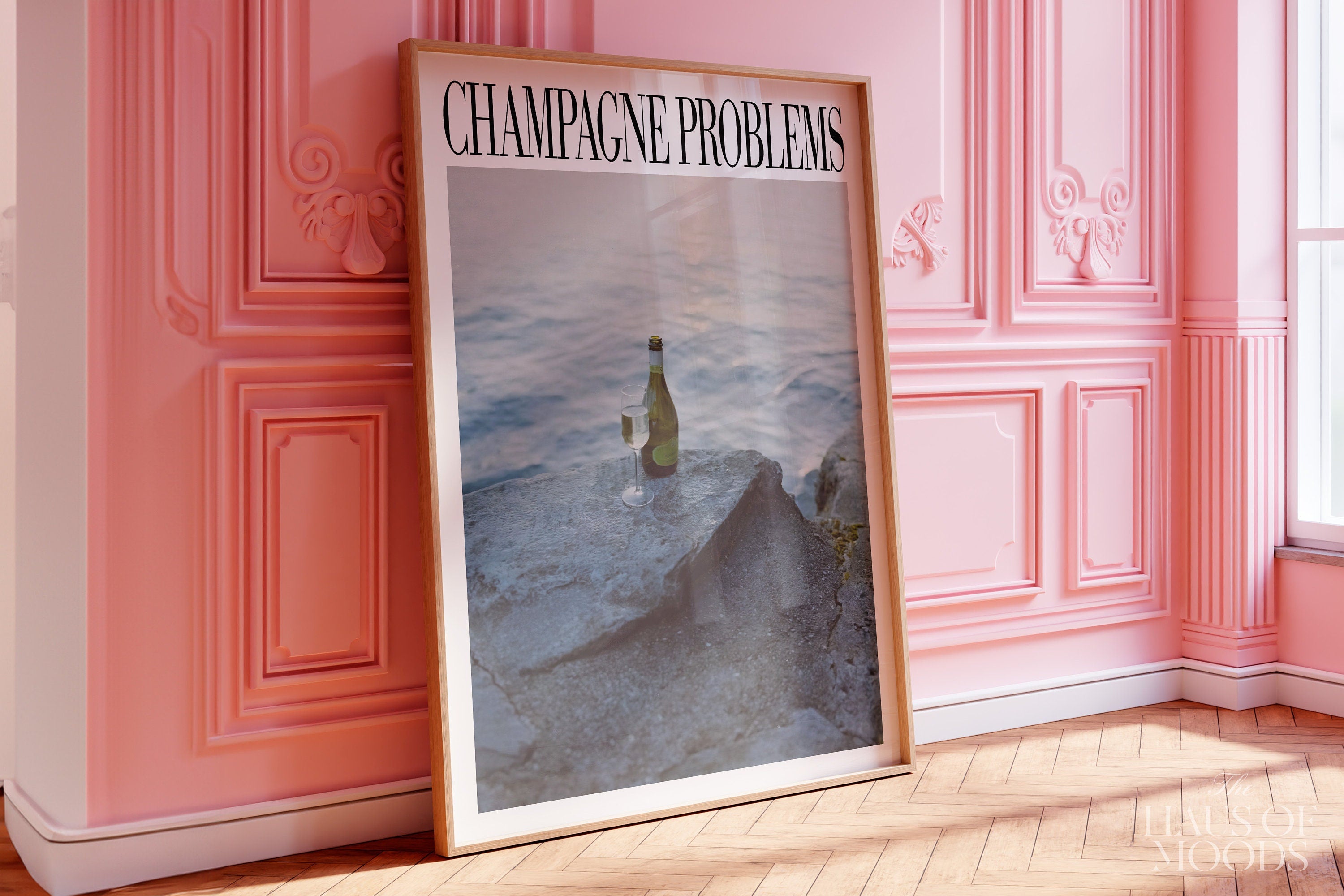 Champagne Problems By The Lake Print, Champagne Problems Print Gift, Bar Cart Printable Wall Art, Preppy Dorm Decor, Taylor Print,  Dorm Art