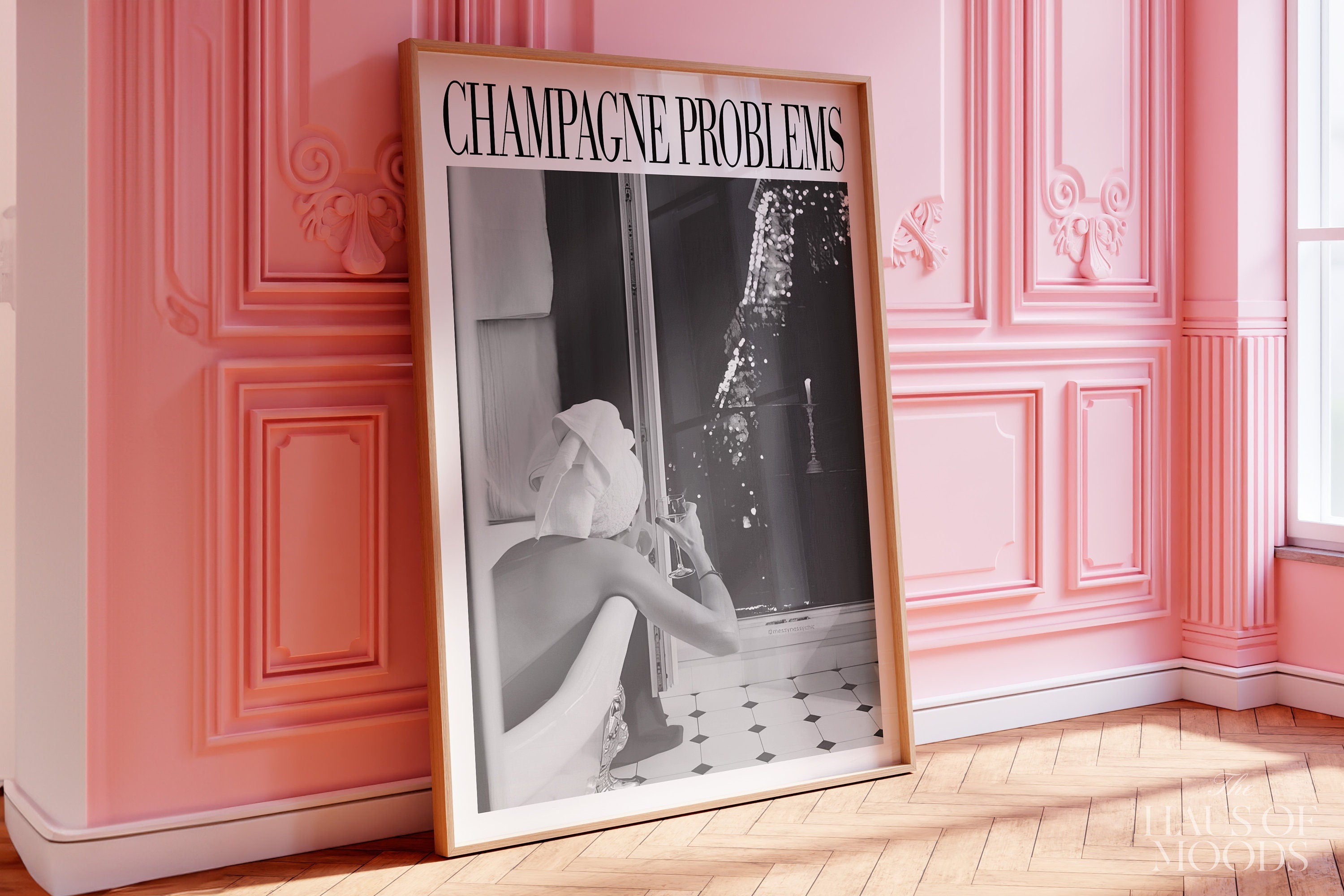 Champagne Problems Paris, Black & White, Champagne Problems Print, Bar Cart Printable Wall Art, Dorm Decor, Taylor Print, Bar Cart Poster