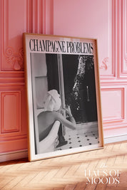 Champagne Problems Paris, Black & White, Champagne Problems Print, Bar Cart Printable Wall Art, Dorm Decor, Taylor Print, Bar Cart Poster