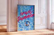 Cruel Summer Poster, Disco Pool Print, Subtle Swiftie Aesthetic Home Decor, Taylor Print, Taylor inspired, eras tour, y2k print, preppy art, bar cart decor, wall art prints, wall art trendy, trendy decor retro, pink girly preppy, digital prints, y2k