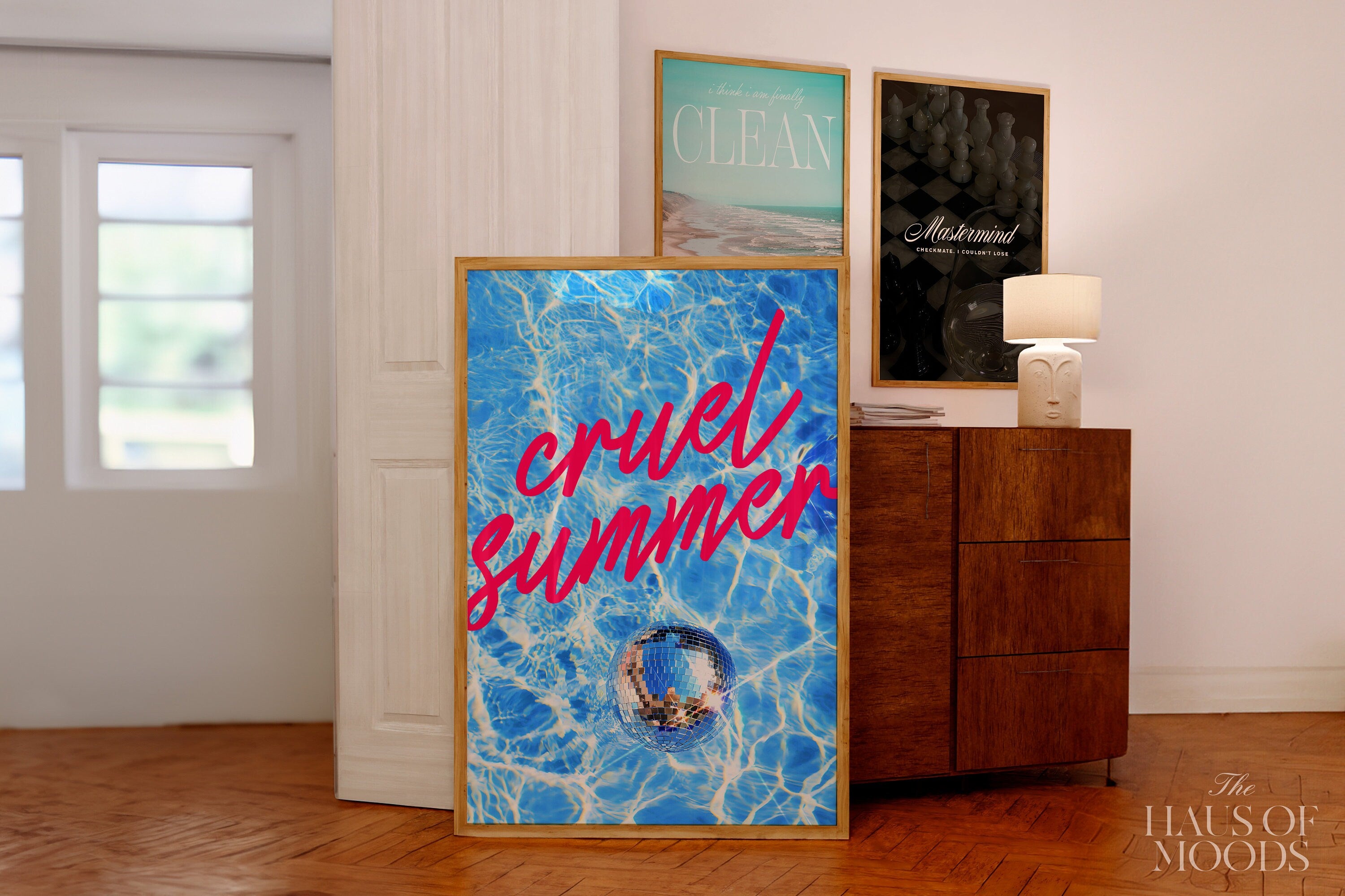 Cruel Summer Poster, Disco Pool Print, Subtle Swiftie Aesthetic Home Decor, Taylor Print, Taylor inspired, eras tour, y2k print, preppy art, bar cart decor, wall art prints, wall art trendy, trendy decor retro, pink girly preppy, digital prints, y2k