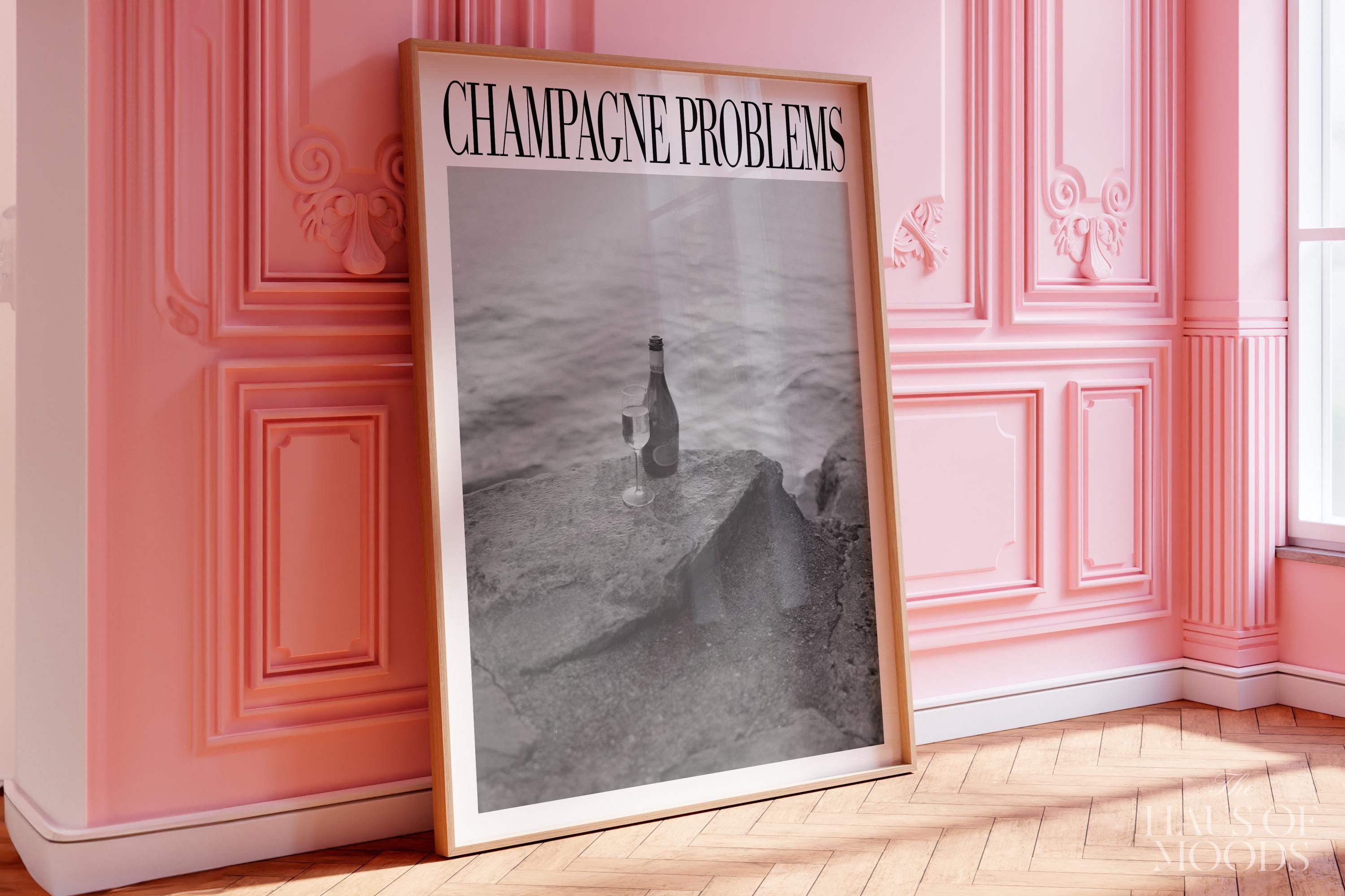 Champagne Problems Poster, Black & White, Champagne Problems Print Gift, Bar Cart Printable Wall Art, Dorm Decor, Taylor Print Active