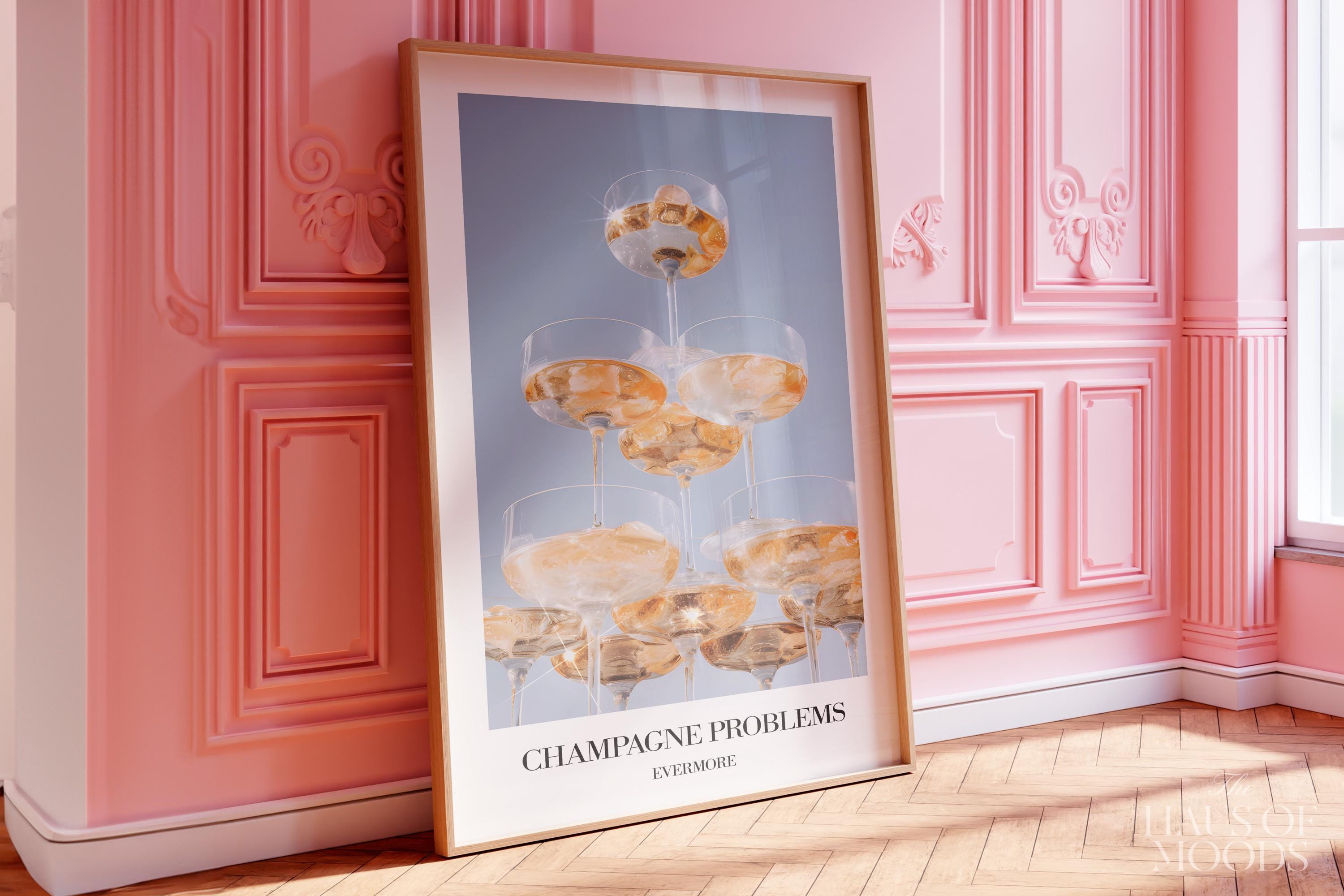 Champagne Problems Poster | Bar Cart Aesthetic | Subtle Swiftie Aesthetic Home Decor | Taylor Print | Evermore Poster | Trendy Wall Art