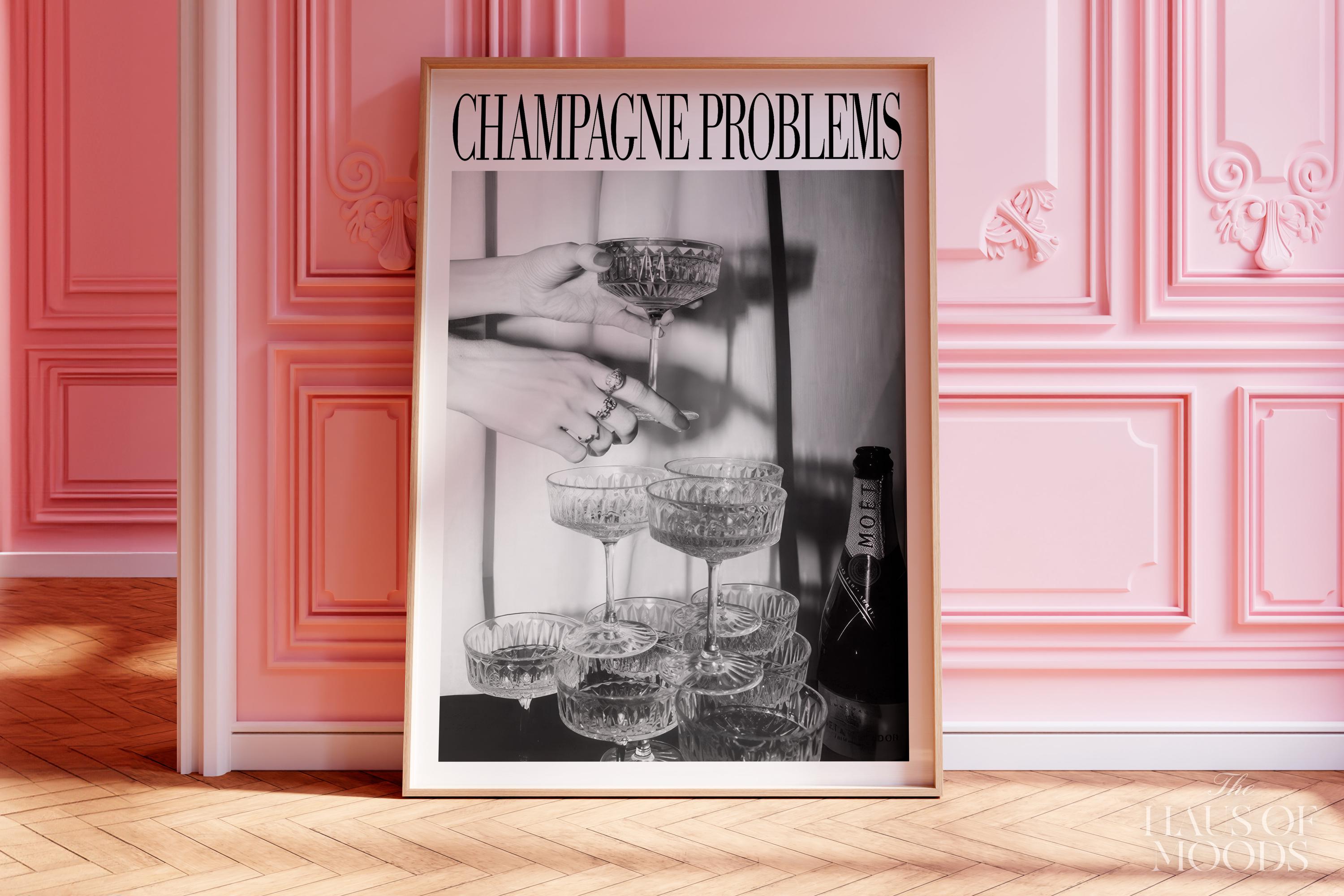 Champagne Problems Poster, Black & White, Champagne Problems Print Gift, Bar Cart Printable Wall Art, Dorm Decor, Taylor Print 3