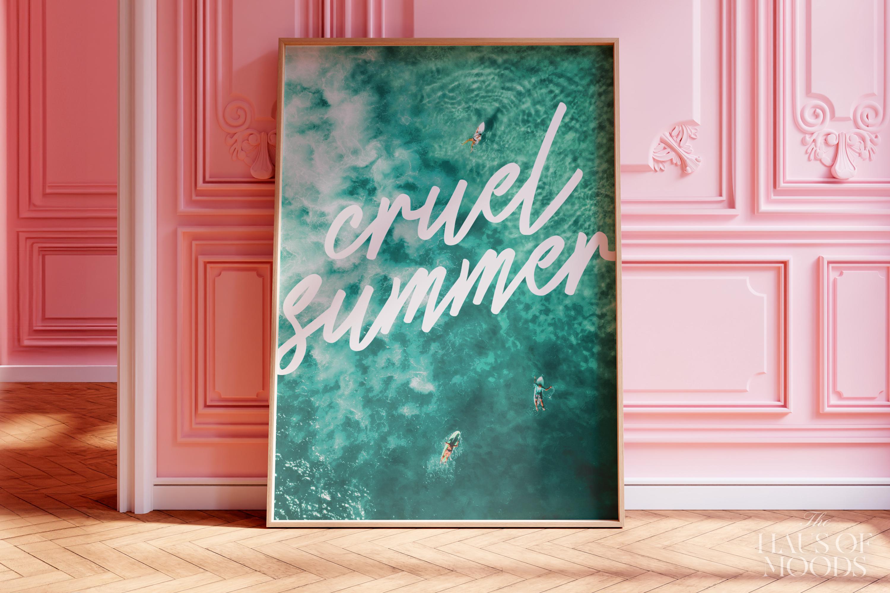 Cruel Summer Poster, Disco Pool Print, Subtle Swiftie Aesthetic Home Decor, Taylor Print, Taylor inspired, eras tour, y2k print, preppy art, bar cart decor, wall art prints, wall art trendy, trendy decor retro, pink girly preppy, digital prints, y2k