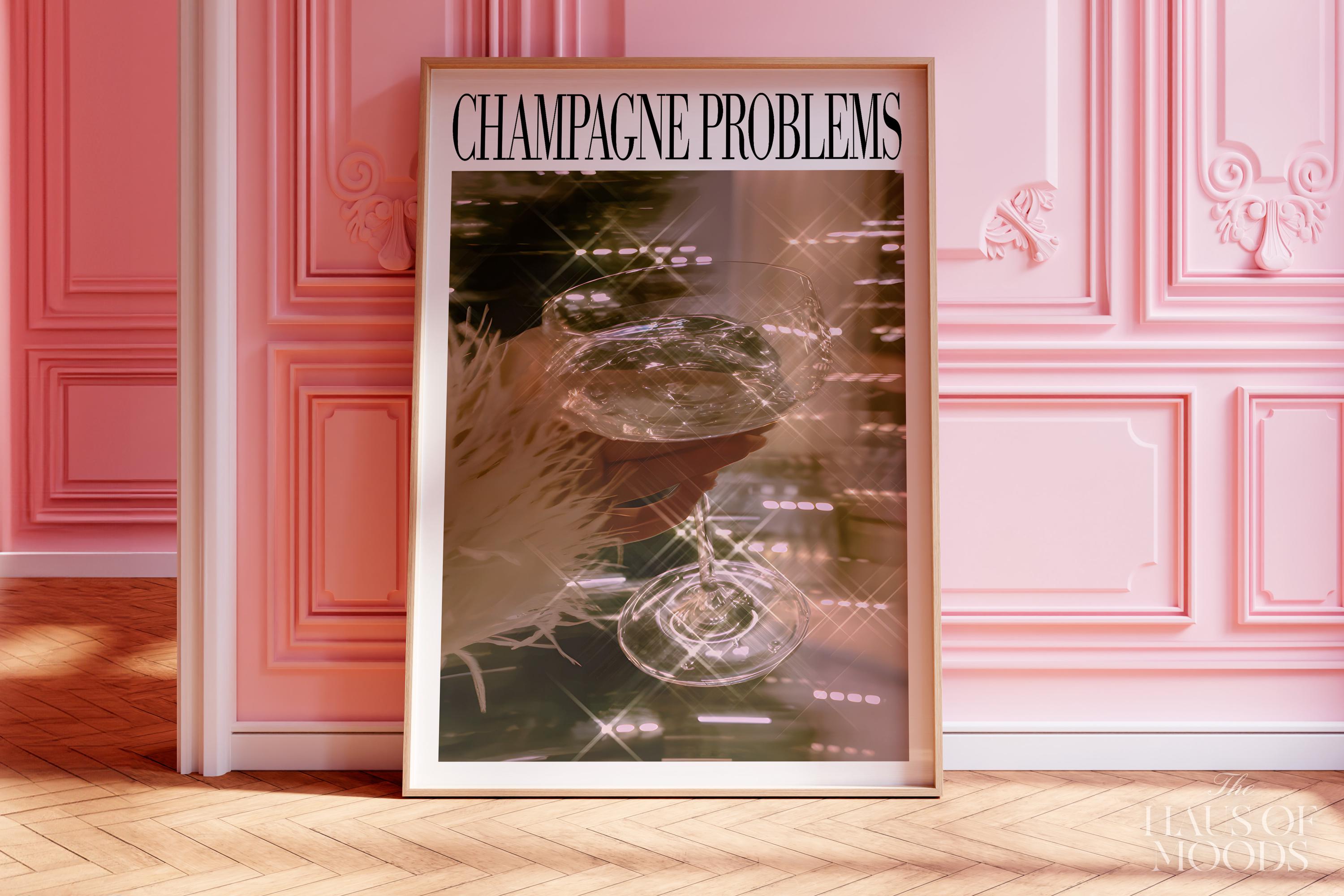 Champagne Problems Champagne Cheers Print, Champagne Problems Print Gift, Bar Cart Printable Wall Art, Preppy Dorm Decor, Taylor Print, Bar 2