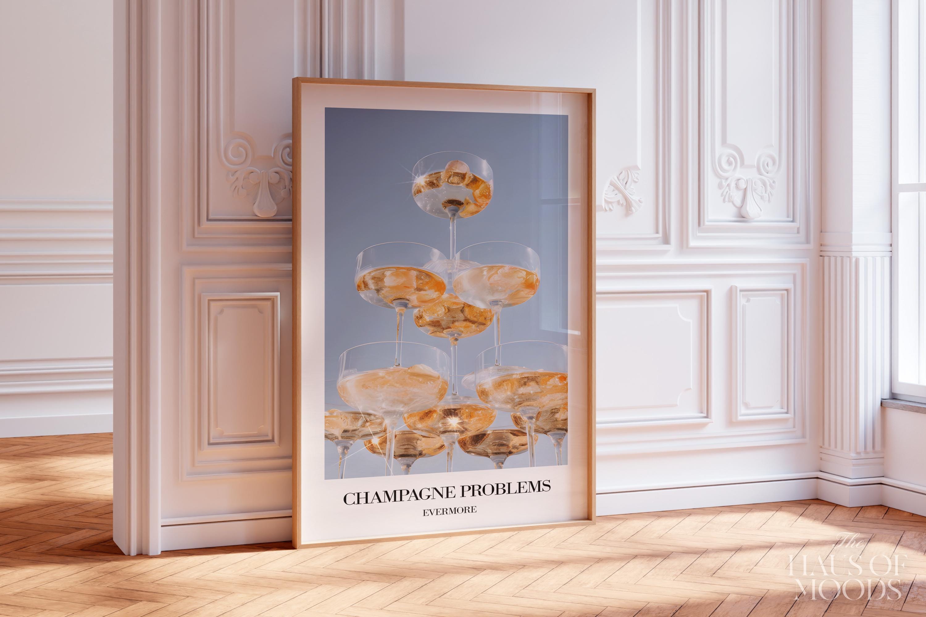 Champagne Problems Poster | Bar Cart Aesthetic | Subtle Swiftie Aesthetic Home Decor | Taylor Print | Evermore Poster | Trendy Wall Art