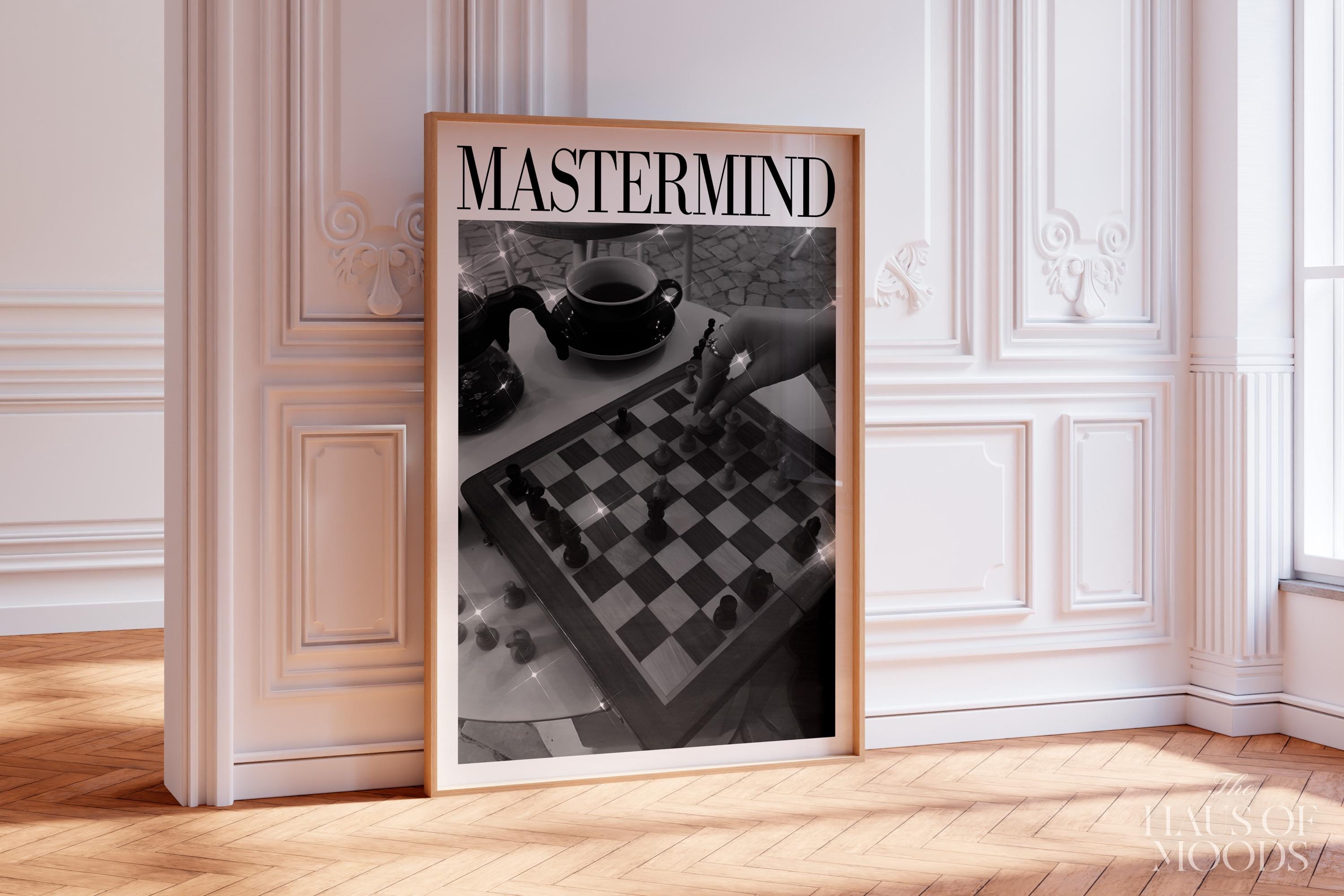 Mastermind Poster | Midnights Poster |  Black & White |  Retro Aesthetic Print | Dorm Room Decor | Chess Board Print