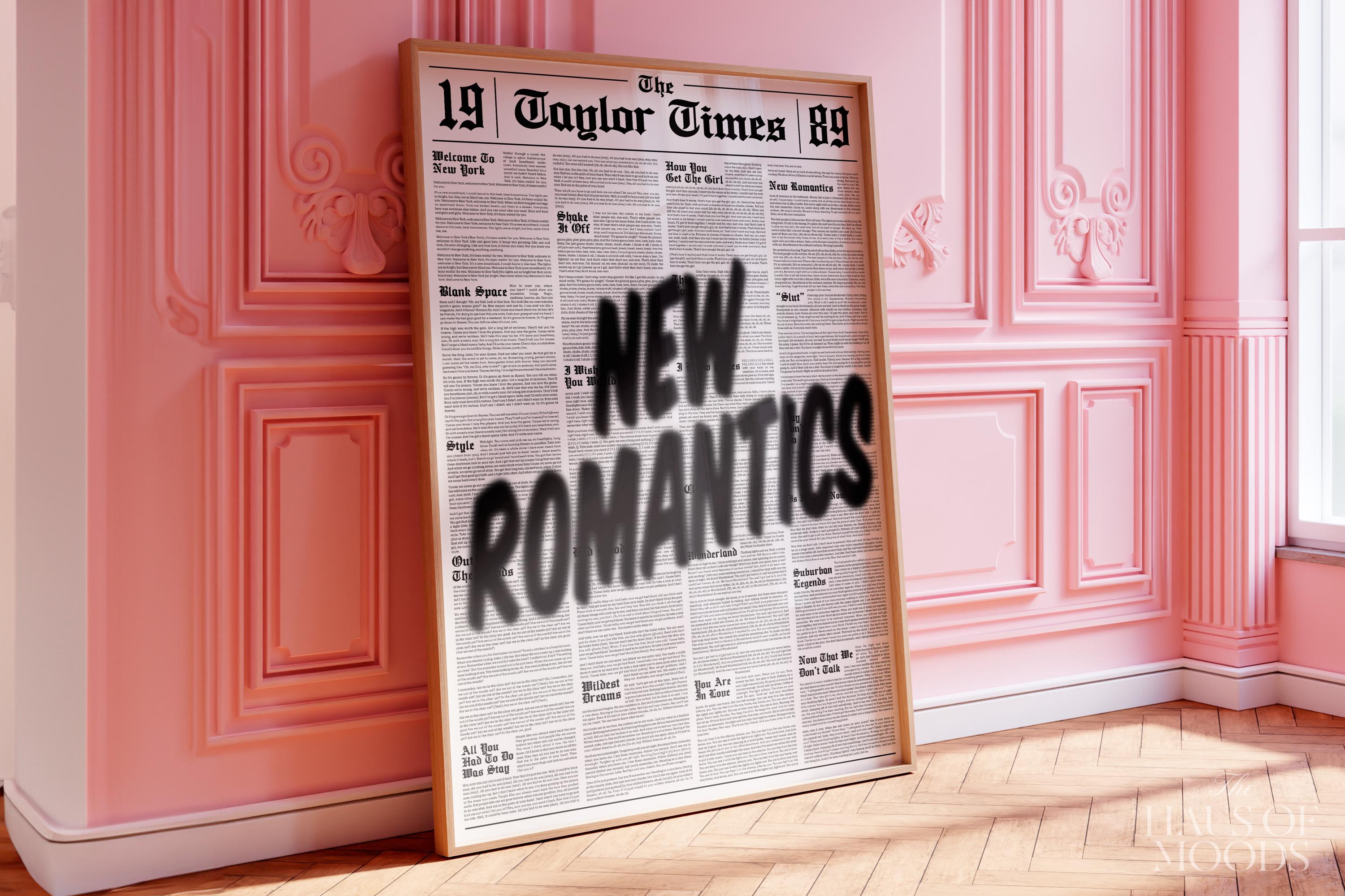 New Romantics Poster | 1989 New Romantics Print |  Wall Art | Taylor Gift | 1989 Print