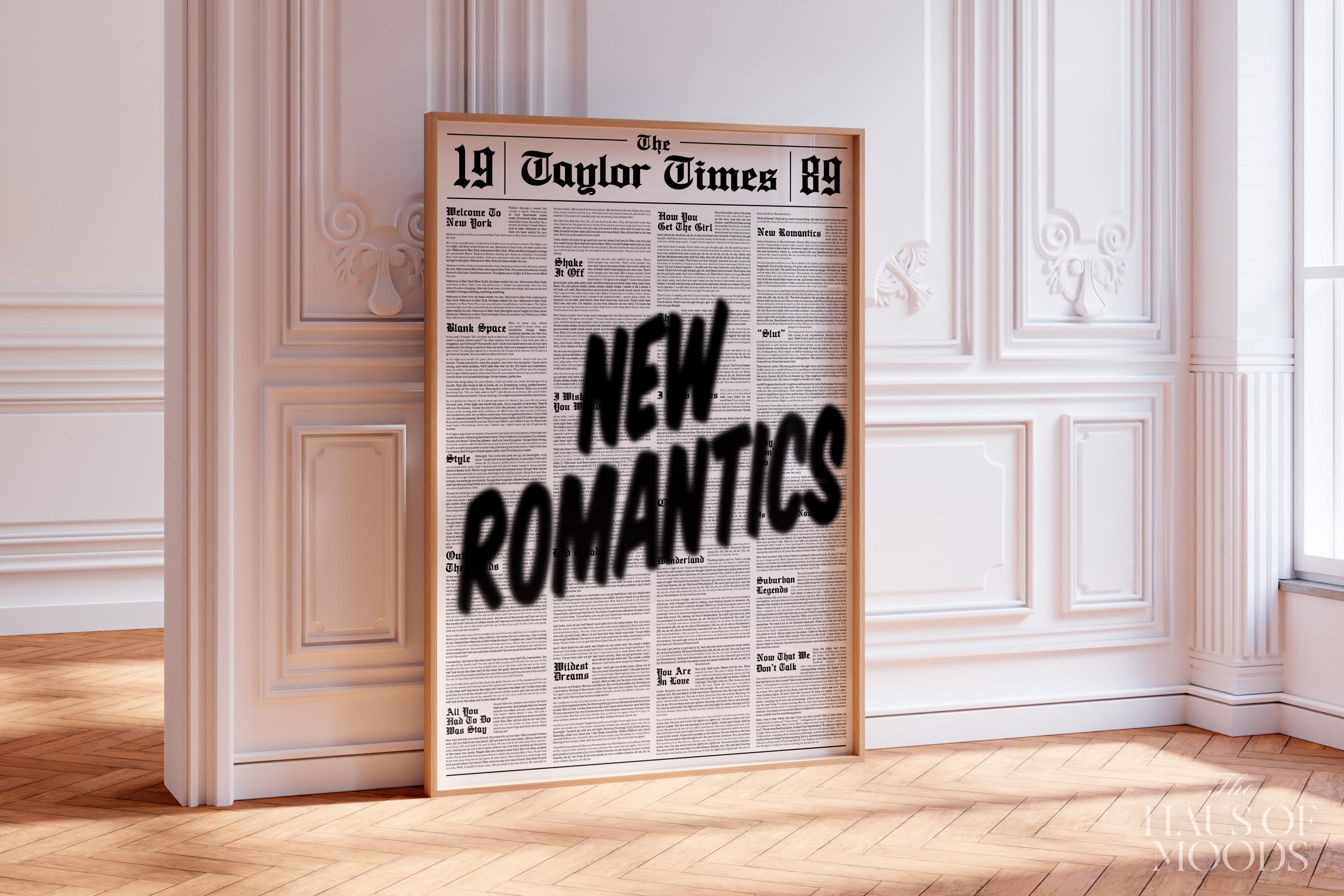 New Romantics Poster | 1989 New Romantics Print |  Wall Art | Taylor Gift | 1989 Print