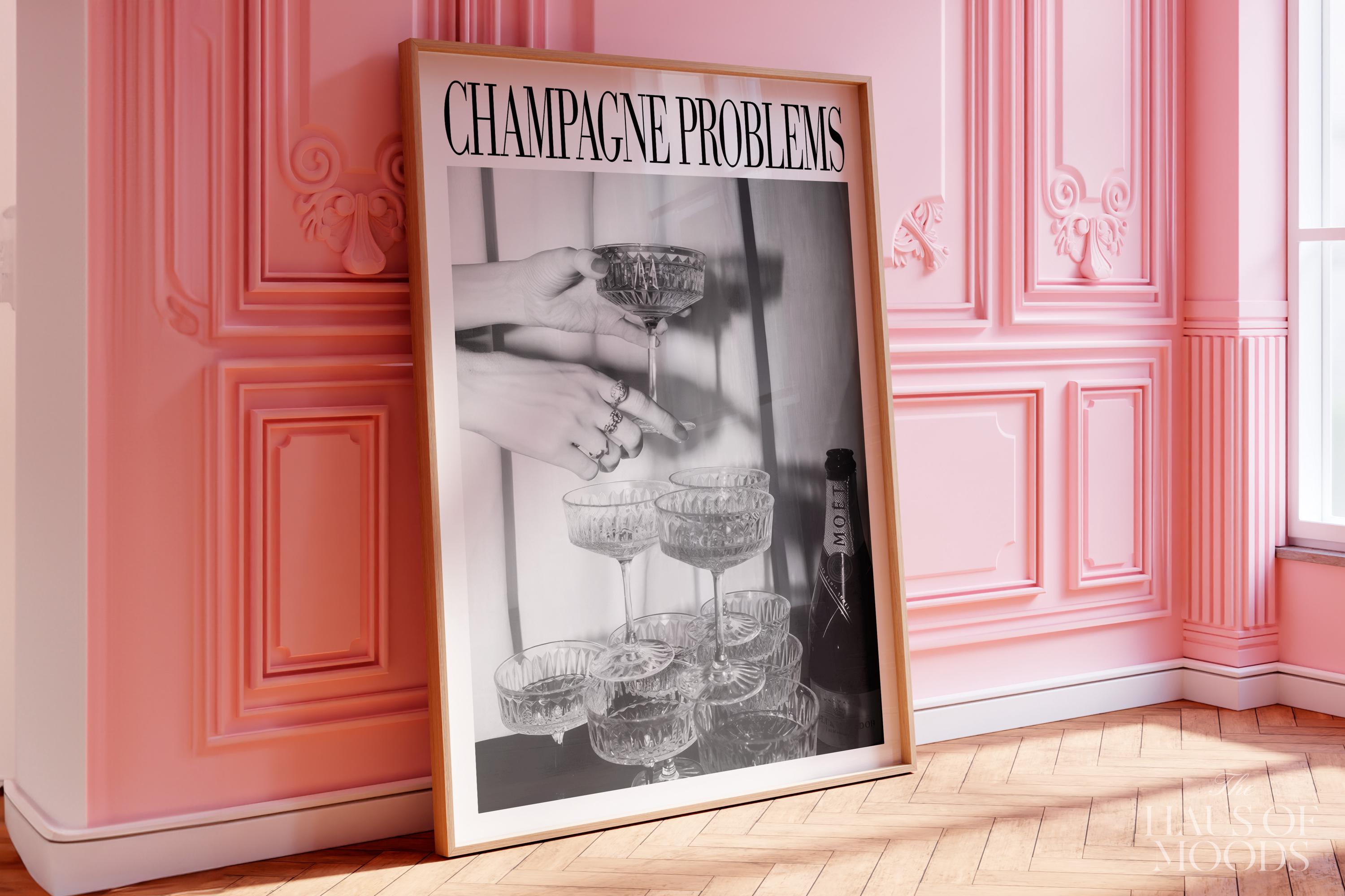 Champagne Problems Poster, Black & White, Champagne Problems Print Gift, Bar Cart Printable Wall Art, Dorm Decor, Taylor Print 3