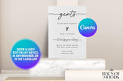 print at home sign, modern wedding sign,instant download,wedding template,wedding bathroom,diy wedding,sign template,bathroom basket sign,printable wedding,wedding restroom,ladies gents,event bathroom sign, canva wedding sign