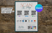 Scan To Pay Template, Qr Code Sign, Small Business, Editable Canva Template,Paypal Payment Sign, Venmo Sign, Business Sign, Printable Sign