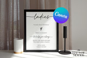 print at home sign, modern wedding sign,instant download,wedding template,wedding bathroom,diy wedding,sign template,bathroom basket sign,printable wedding,wedding restroom,ladies gents,event bathroom sign, canva wedding sign