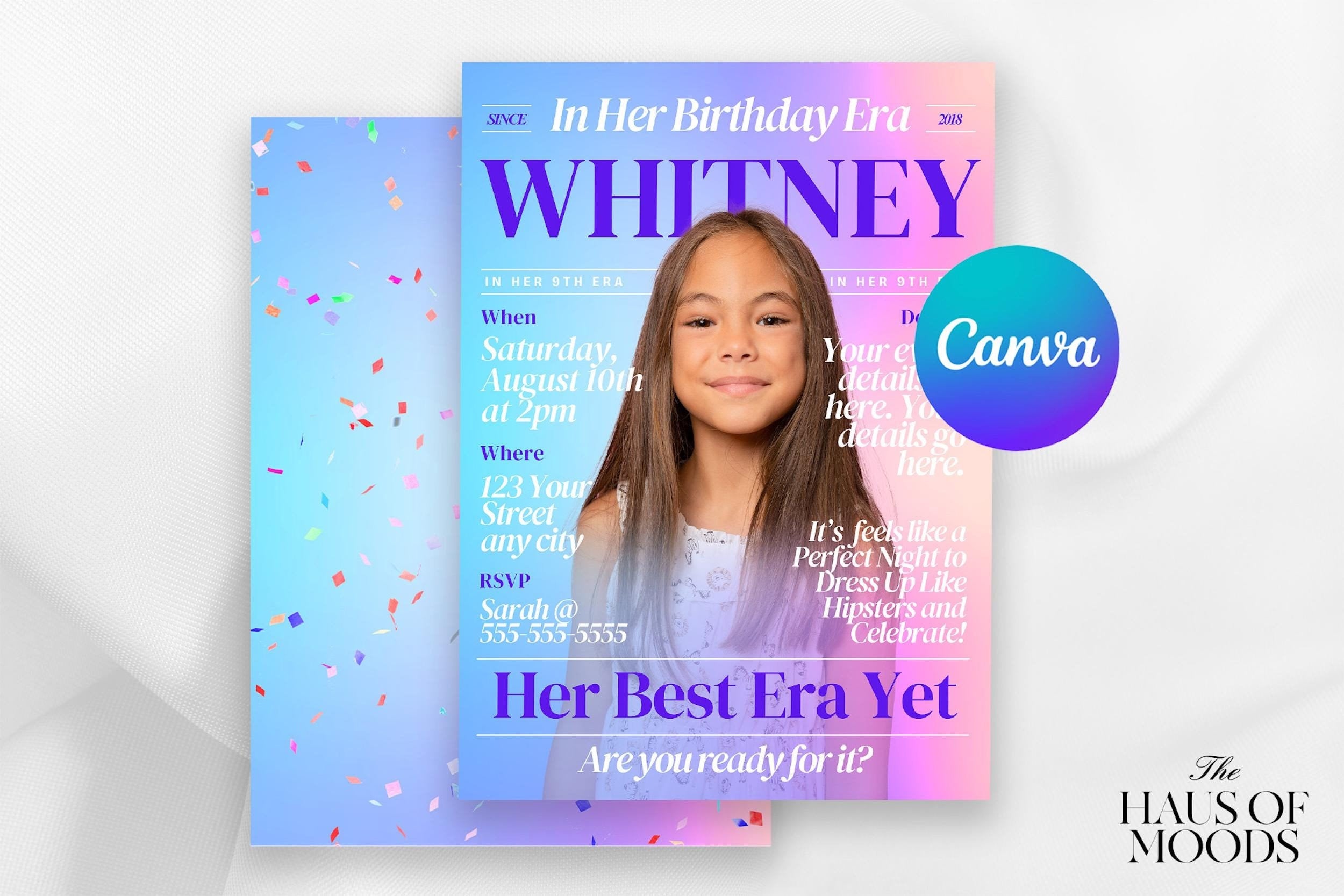 The Eras Tour birthday party, Printable Taylor Swift beditable my bday era invitation, girl birthday, eras invitation, in my birthday era, taylor swift invite, canva template, birthday era  taylor swift party, eras tour invitation, birthday invite