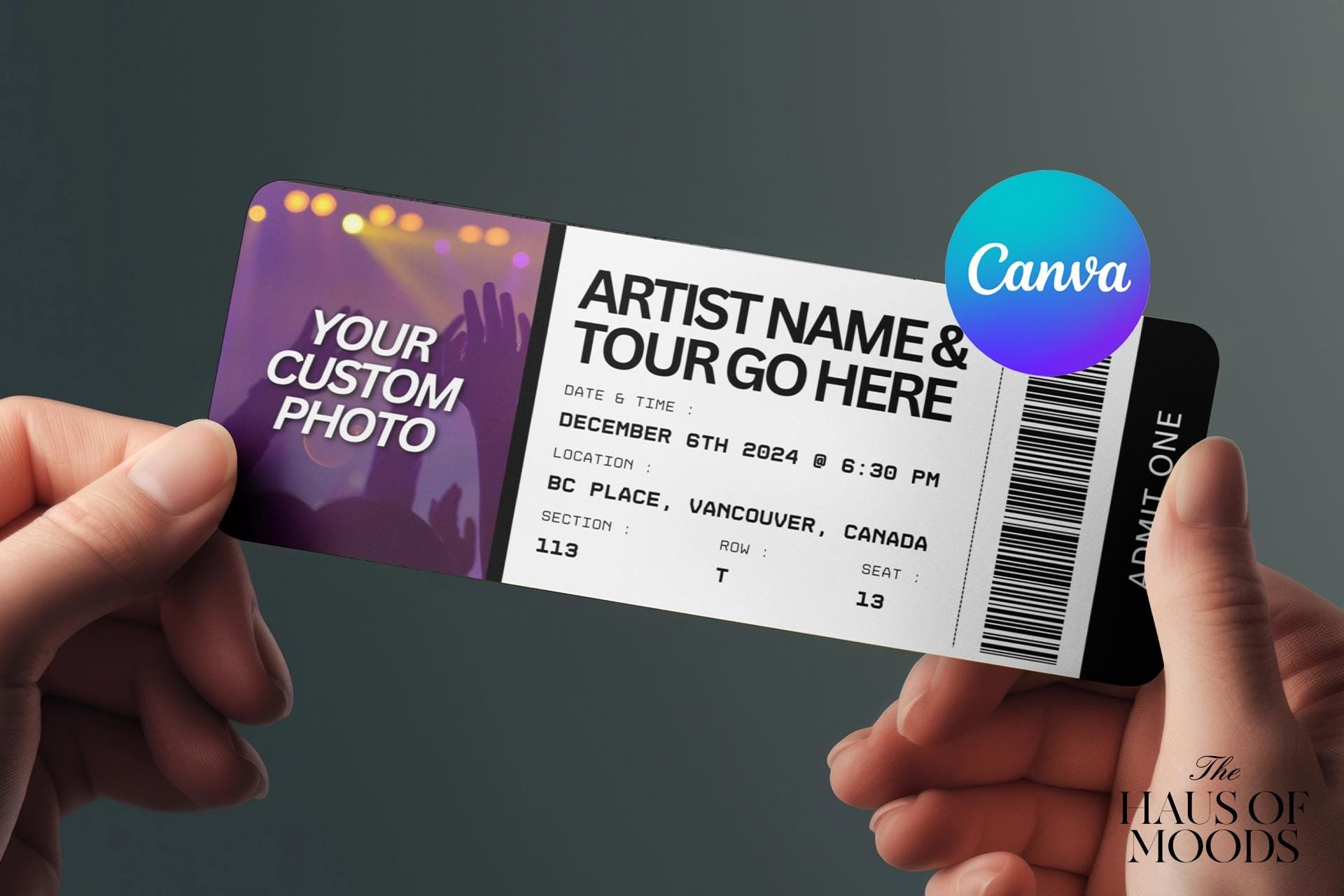 gift for her,personalized gifts,concert ticket gift,custom ticket,concert ticket,anniversary gift,diy event ticket,template editable,event ticket,ticket template,canva template,editable template,printable tickets