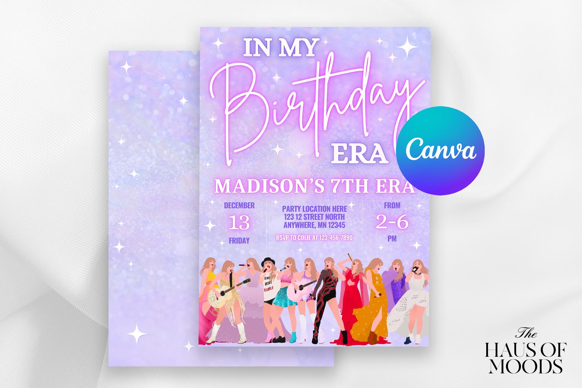 Editable Trendy Taylor Birthday Digital Invite In My Birthday Era Birthday Party Invitation Ts Birthday Era Invite Eras Party Girl Invite