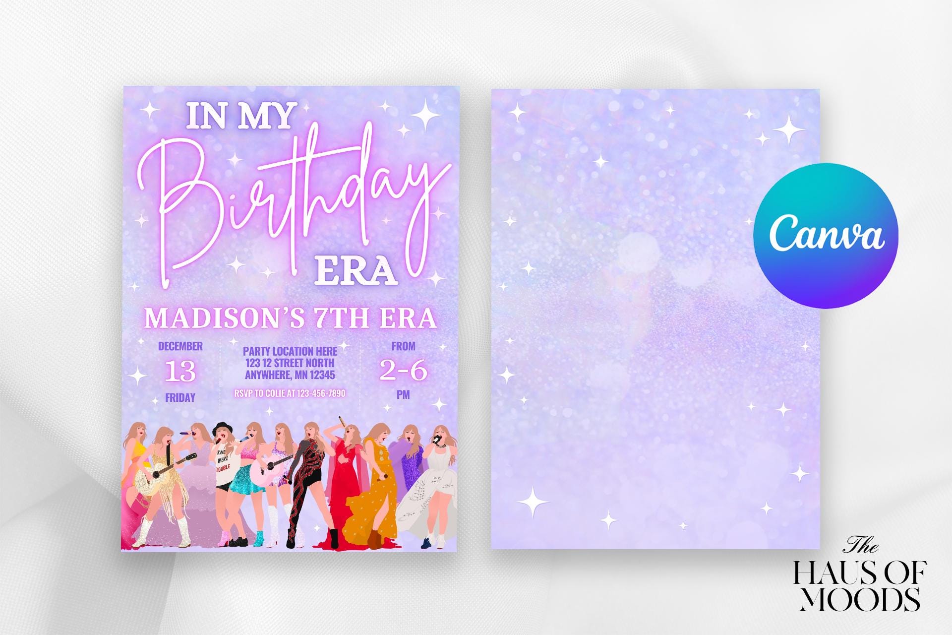 Editable Trendy Taylor Birthday Digital Invite In My Birthday Era Birthday Party Invitation Ts Birthday Era Invite Eras Party Girl Invite