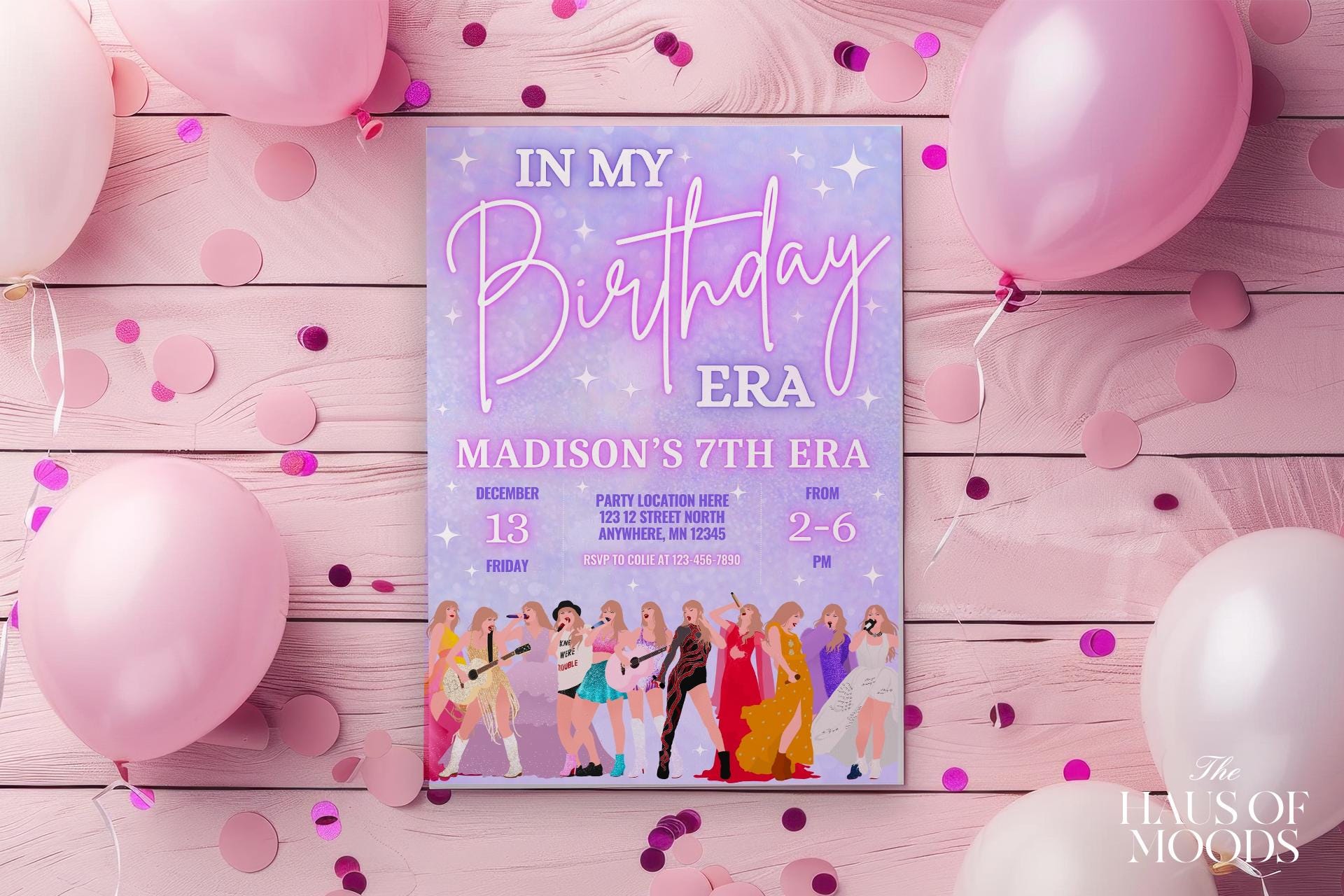 Editable Trendy Taylor Birthday Digital Invite In My Birthday Era Birthday Party Invitation Ts Birthday Era Invite Eras Party Girl Invite