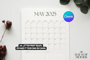 2025 Calendar | Printable Monthly Planner | Elegant Minimalist Design | Portrait A4 Letter Sizes | Sunday & Monday Start | Digital PDF