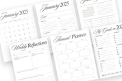 Manifestation planner, 2025 journal bundle, printable vision board, New Year goals, habit tracker, yearly reflection, Goodnotes planner, intention workbook, self-care journal, coloring pages, law of attraction, goal setting planner, 2025 printable