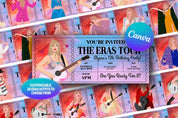 The Eras Tour birthday party, Printable Taylor Swif editable my bday era invitation, girl birthday, eras invitation, in my birthday era, taylor invite, canva template, birthday era  taylor swiftiee party, eras tour invitation, birthday invite