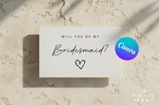 Bridesmaid Proposal Card Template - Will You Be My Bridesmaid? - Maid of Honor Proposal - Bridesmaid Gift - Editable Canva Template