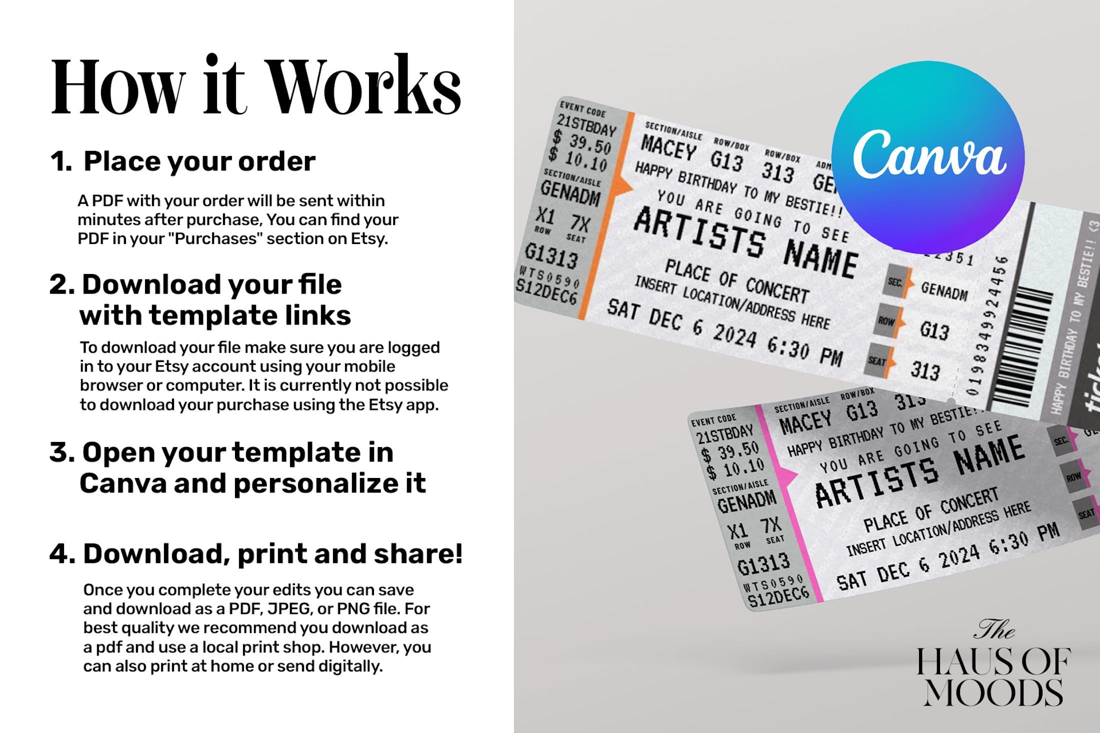 Tickets,Concert Ticket Gift,Fake Concert Ticket,Concert Ticket,Ticket Template,Editable Ticket,Printable Ticket,Printable Tickets,Fake Ticketmaster,Canva Ticket,Ticketmaster Ticket,Ticket Svg