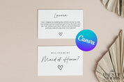 Bridesmaid Proposal Card Template - Will You Be My Bridesmaid? - Maid of Honor Proposal - Bridesmaid Gift - Editable Canva Template