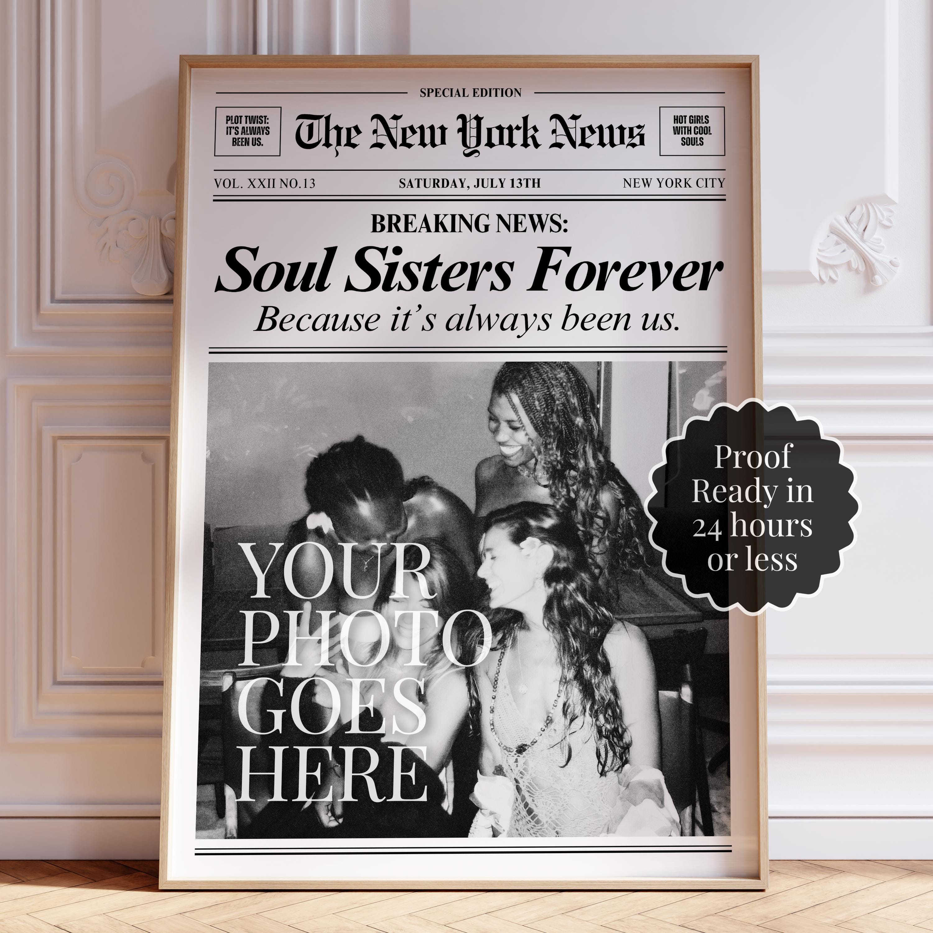 Custom Newspaper Best Friends Print, Retro BFF Gift (Digital or Physical) - Haus Of Moods
