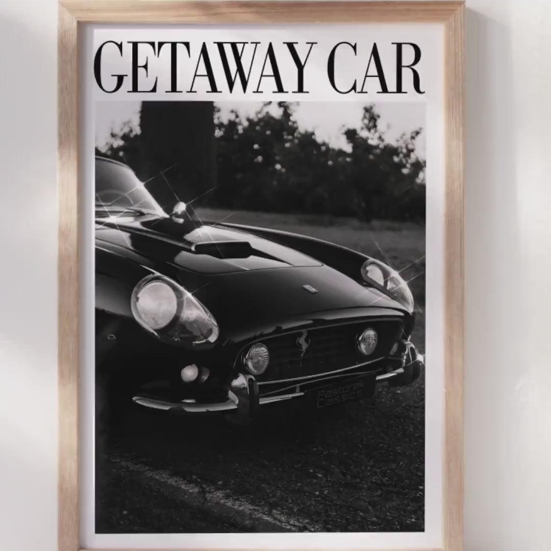 Getaway Car Black & White Vintage Rep Print, Rep Taylor Print, Printable Art, Dorm Decor, Vintage Car Art Print, Dorm Decor