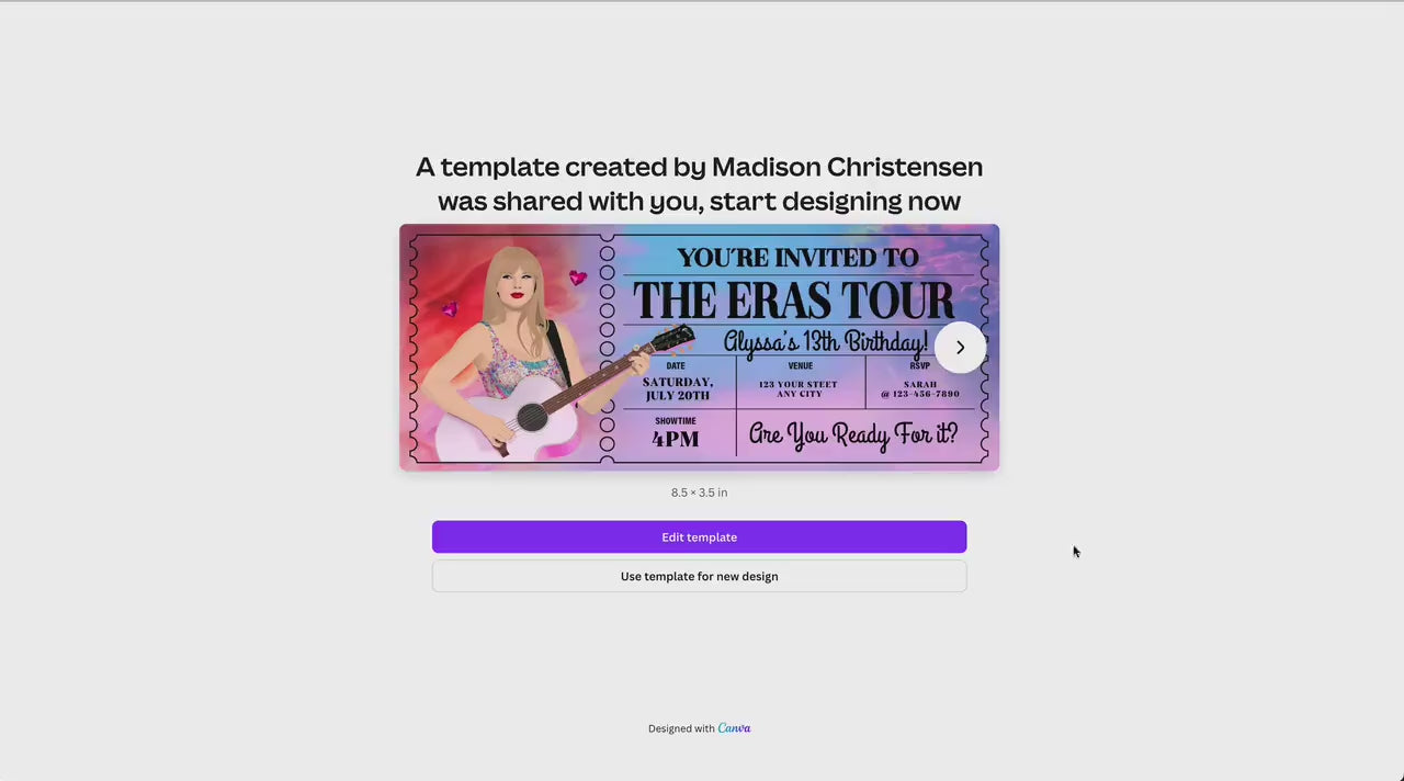 Editable Concert Ticket Template, Printable Event Ticket, Custom Concert Ticket Invitation, Concert Ticket Digital Download Gift Idea