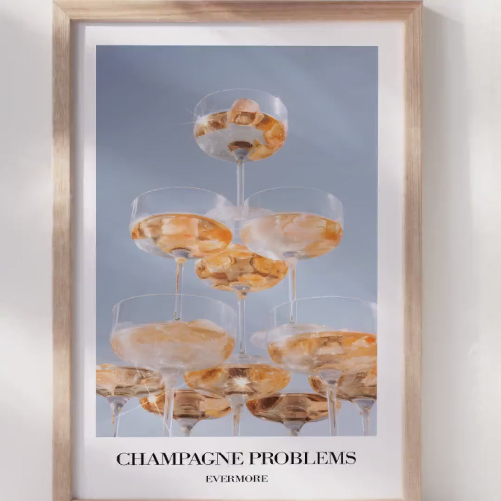 Champagne Problems Print | Minimal Taylor Poster | Evermore Poster | Bar Cart Printable | Preppy Dorm Decor | Taylor Print