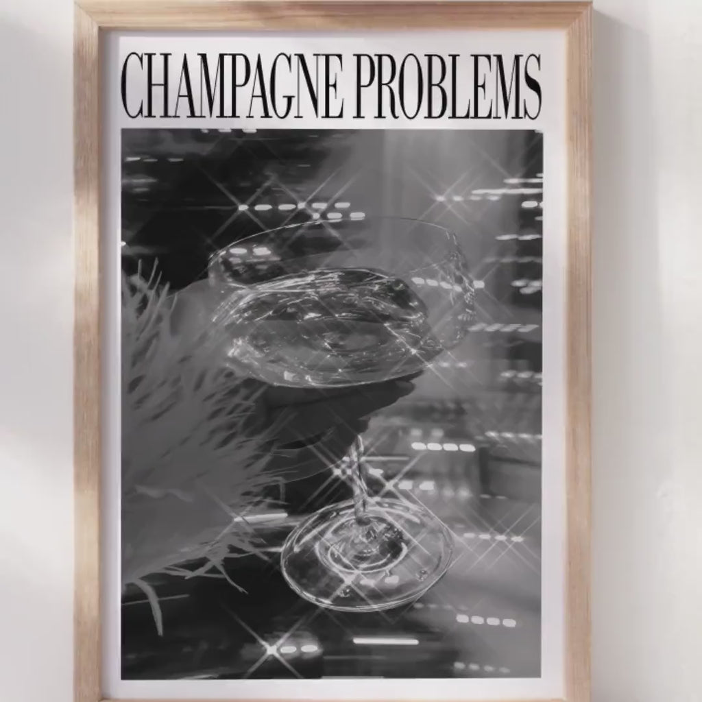 Champagne Problems Print | Black & White Print | Champagne Gift | Bar Cart Printable | Taylor Print