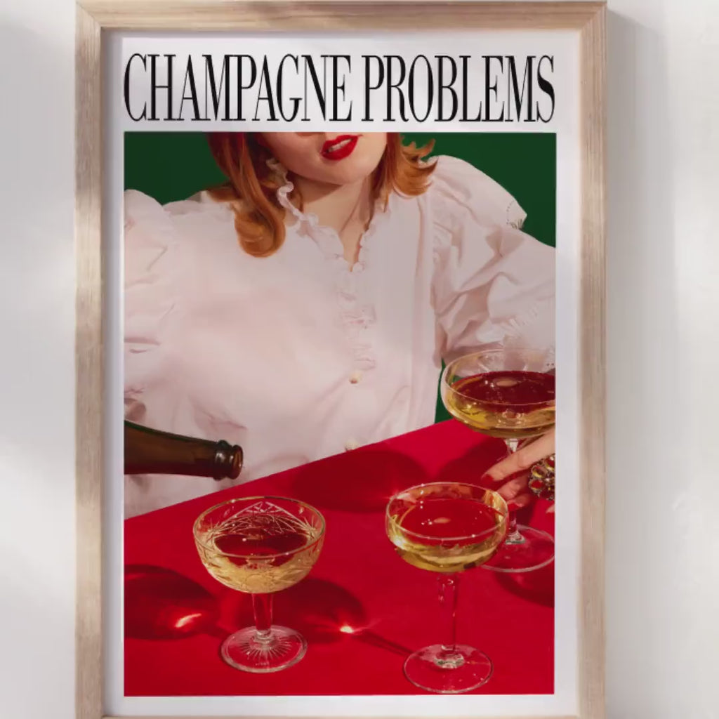 Champagne Problems Print | Evermore Album Poster | Print Gift | Bar Cart Printable Wall Art | Minimal Taylor Print