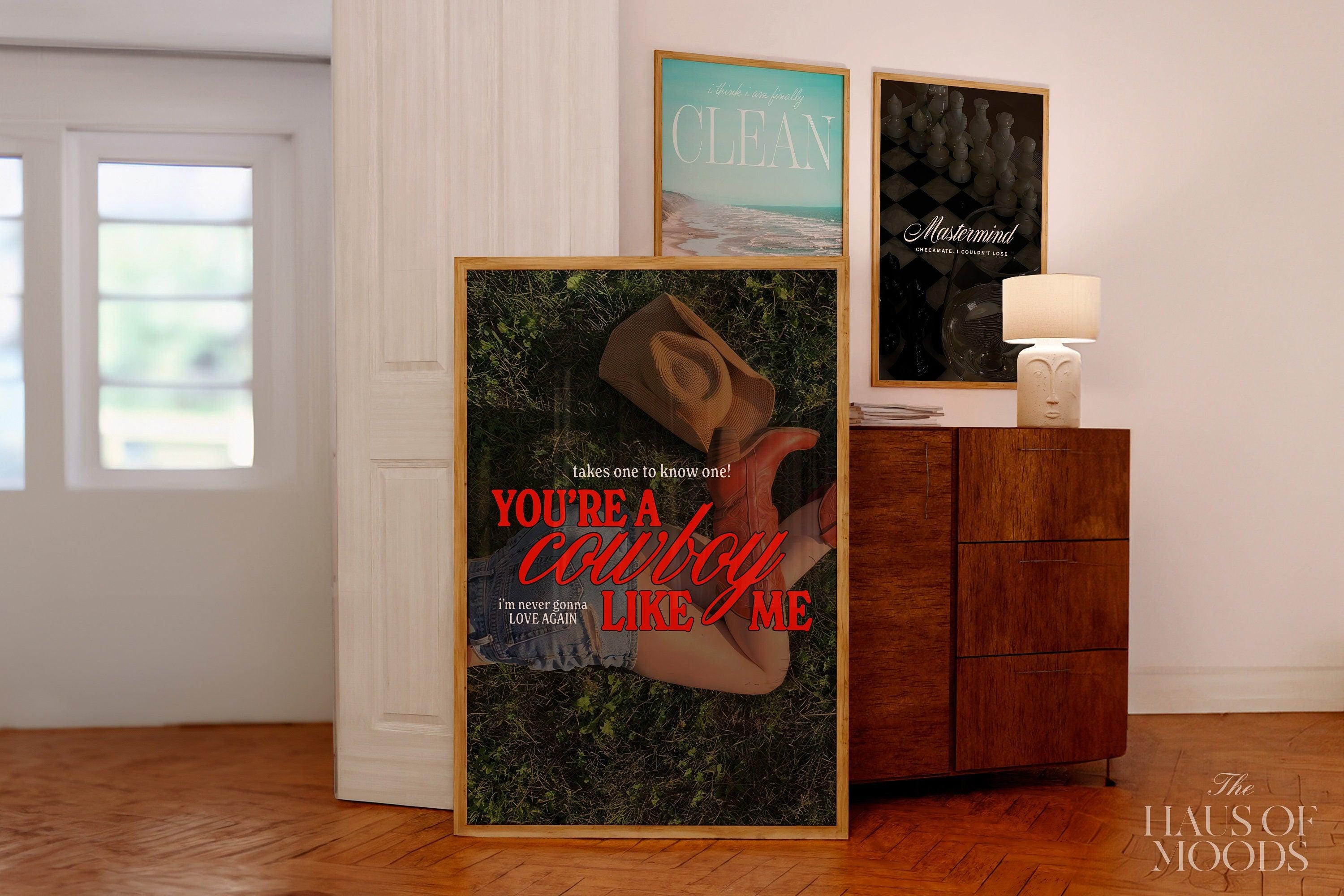 Cowboy Like Me Poster | Evermore Poster | Cowgirl Poster | Taylor Gift | Minimal Wall Art | Western Cowgirl.