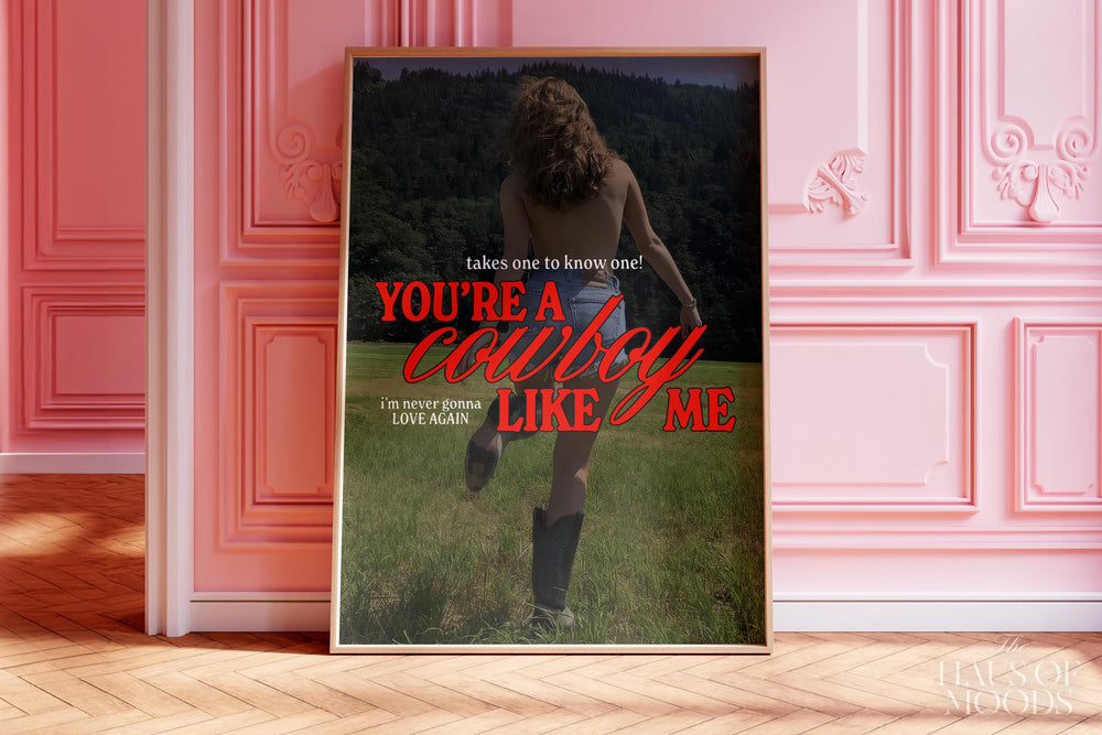 Cowboy Like Me Poster | Evermore Poster | Cowgirl Poster | Taylor Gift | Minimal Wall Art | Western Cowgirl.