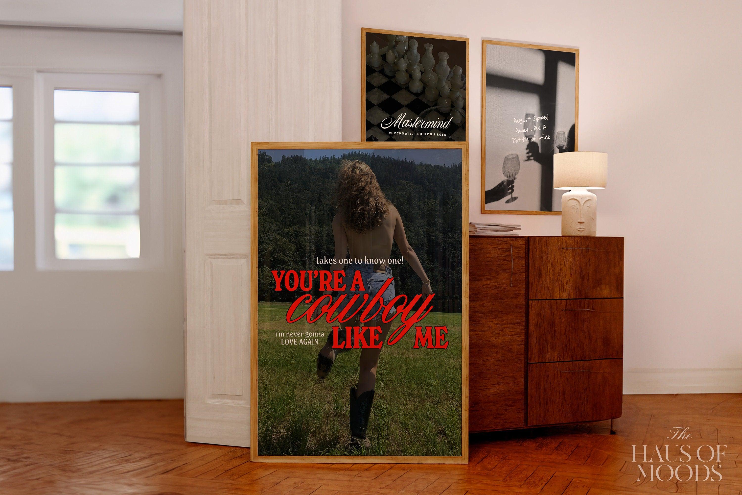 Cowboy Like Me Poster | Evermore Poster | Cowgirl Poster | Taylor Gift | Minimal Wall Art | Western Cowgirl.