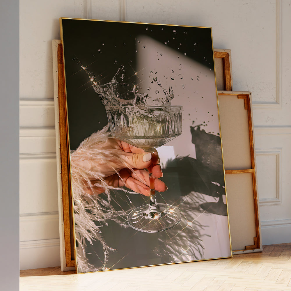 Champagne Splash champagne bar cart poster featuring splash