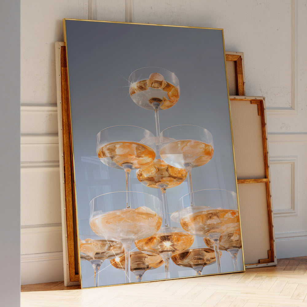 Champagne Tower champagne bar cart poster featuring tower