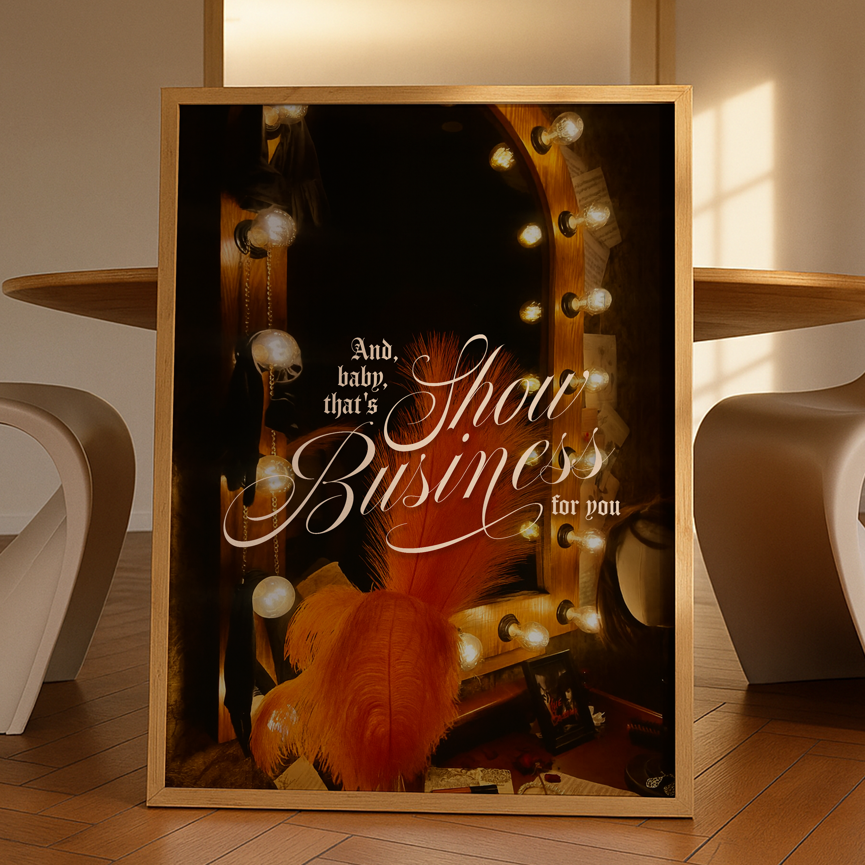 Show Business Showgirl art, Minimal Lyric Poster of The Life of a Showgirl, perfect Swiftie Gift