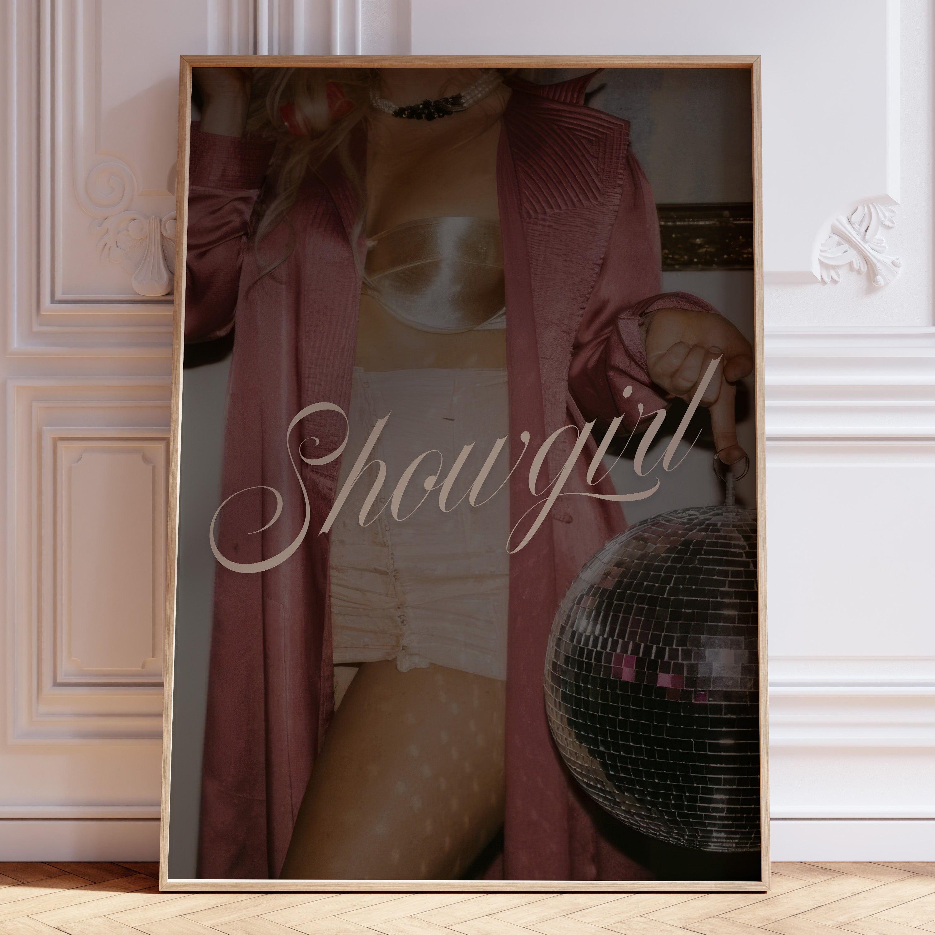 Elegant showgirl burlesque poster capturing The Life of a Showgirl; perfect Swiftie Gift and Showgirl Aesthetic Print.
