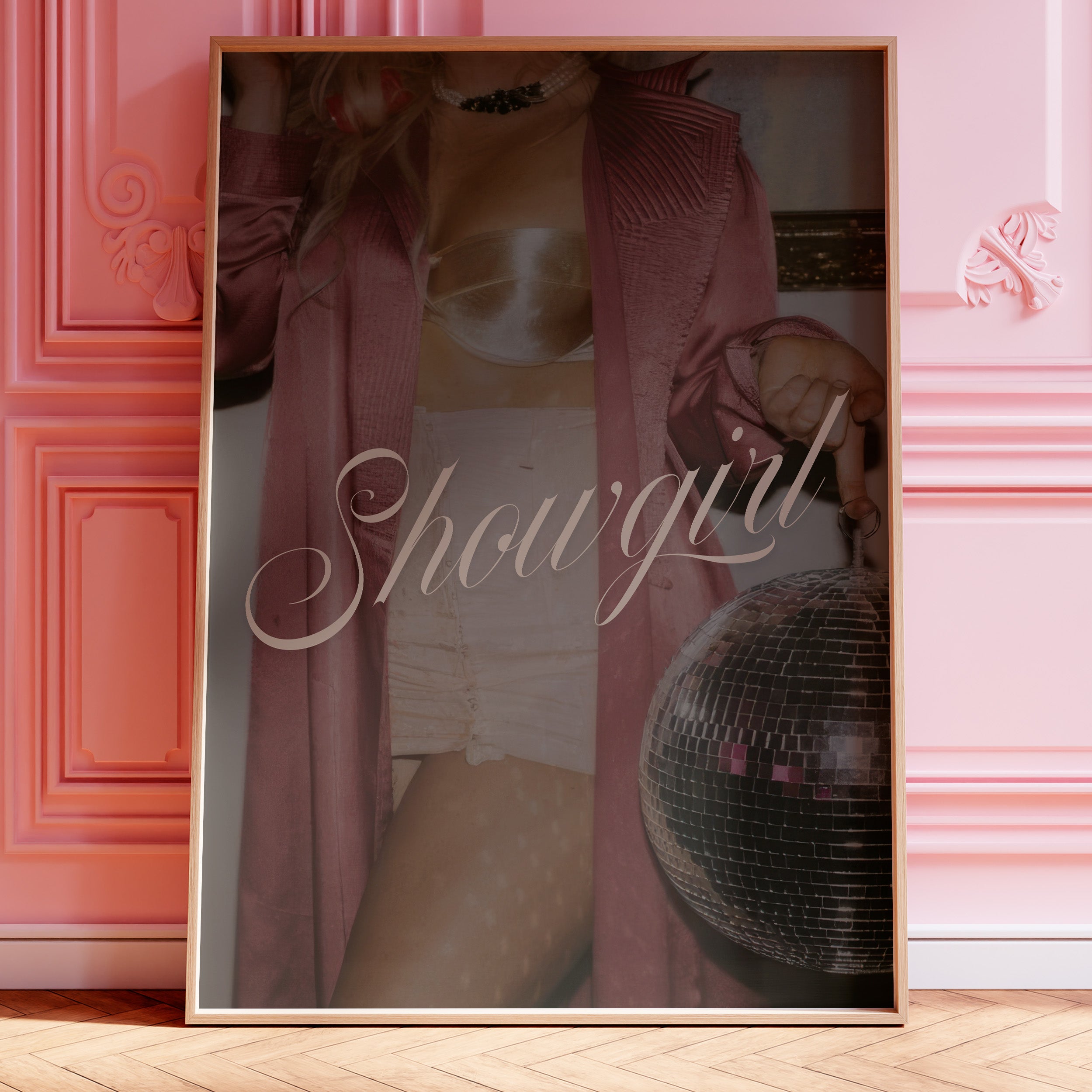 Elegant showgirl burlesque poster capturing The Life of a Showgirl; perfect Swiftie Gift and Showgirl Aesthetic Print.