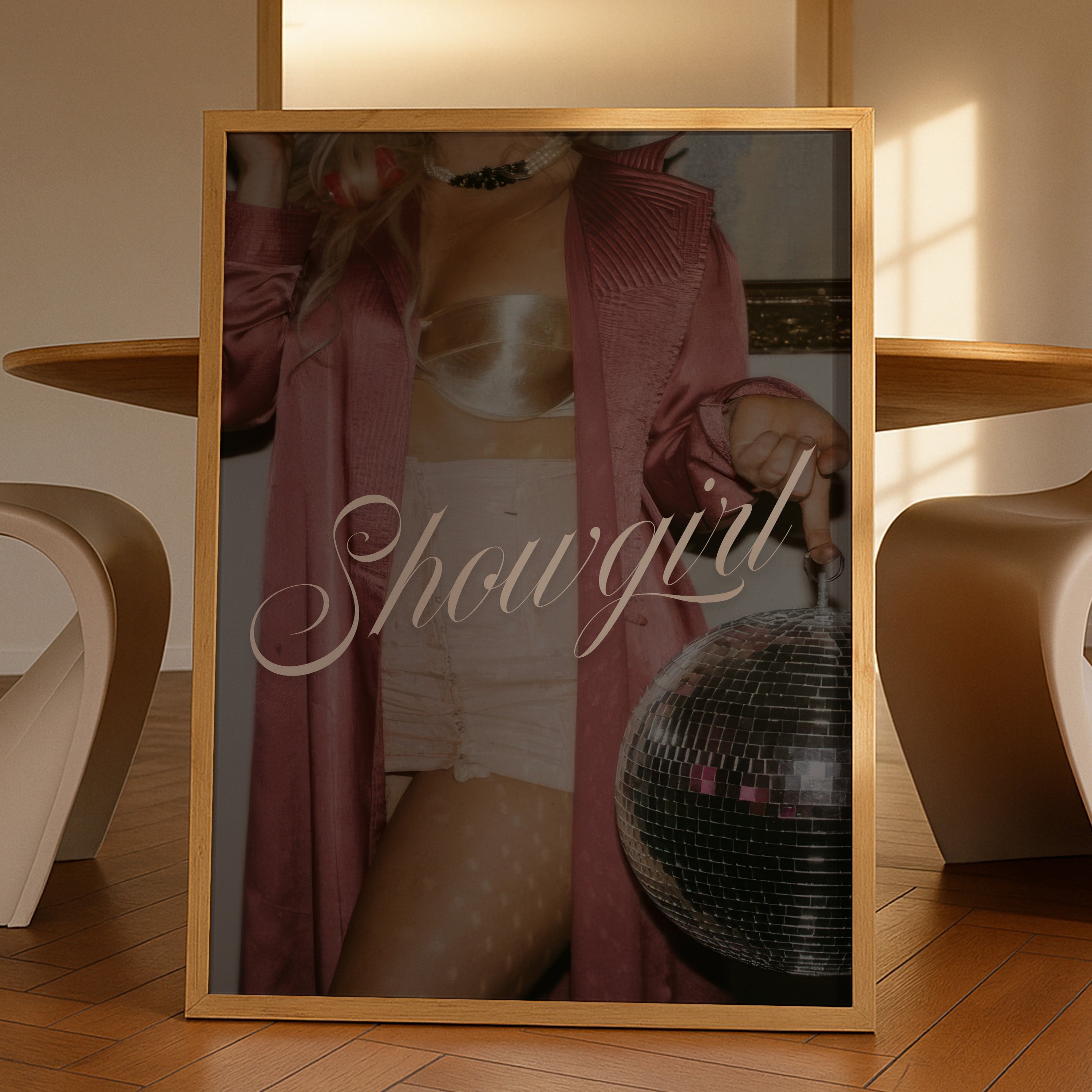 Elegant showgirl burlesque poster capturing The Life of a Showgirl; perfect Swiftie Gift and Showgirl Aesthetic Print.