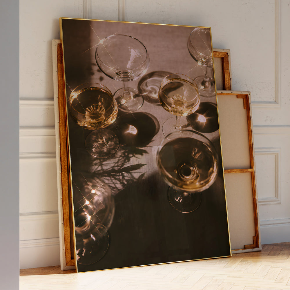 Sparkling Champagne champagne bar cart poster featuring sparkle